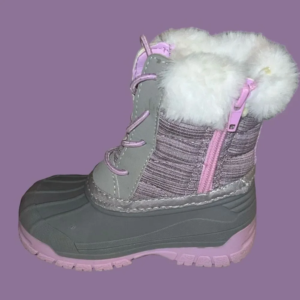 Oshkosh BGosh Toddler Purple Faux Fur Side Zipper Elastic Lace Boots 5
